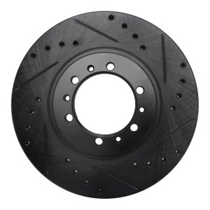 Mitsubishi Montero Sport Brake Rotor (1) - Front Right - R1 Concepts - Drilled & Slotted - Black - `90-`04